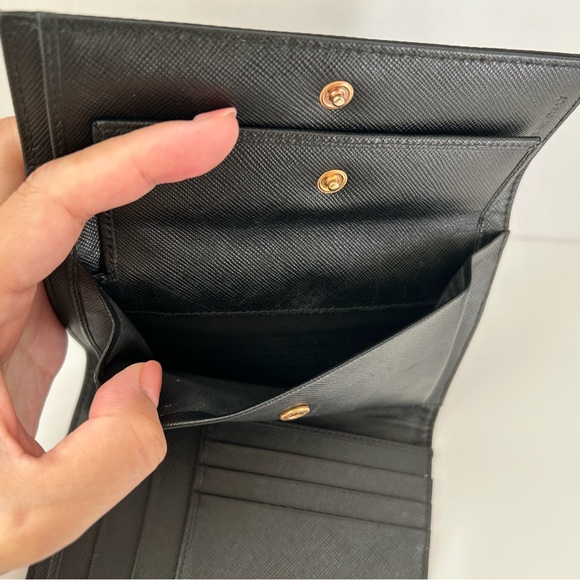 Prada Black Nylon Trifold Wallet with original box and card. - Picture 6 of 8